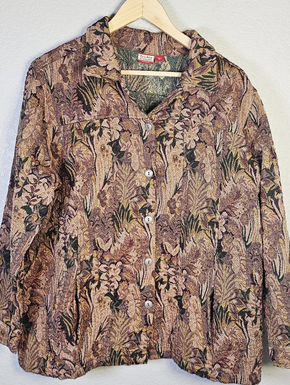 Tudor Court by Haband 3X Floral Tapestry Jacket Button Front Vintage